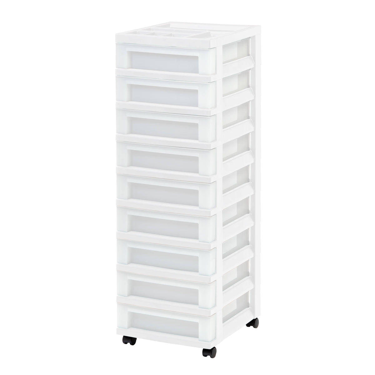 Iris 9 Drawer Storage Cart with Organizer Top white/pearl